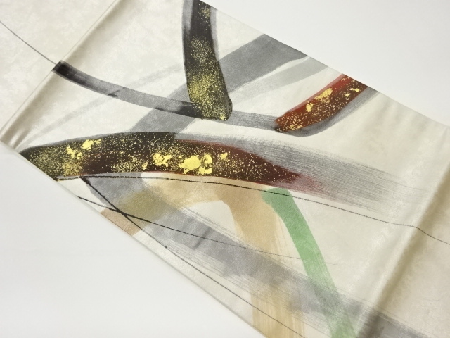 金彩手描き抽象模様名古屋帯